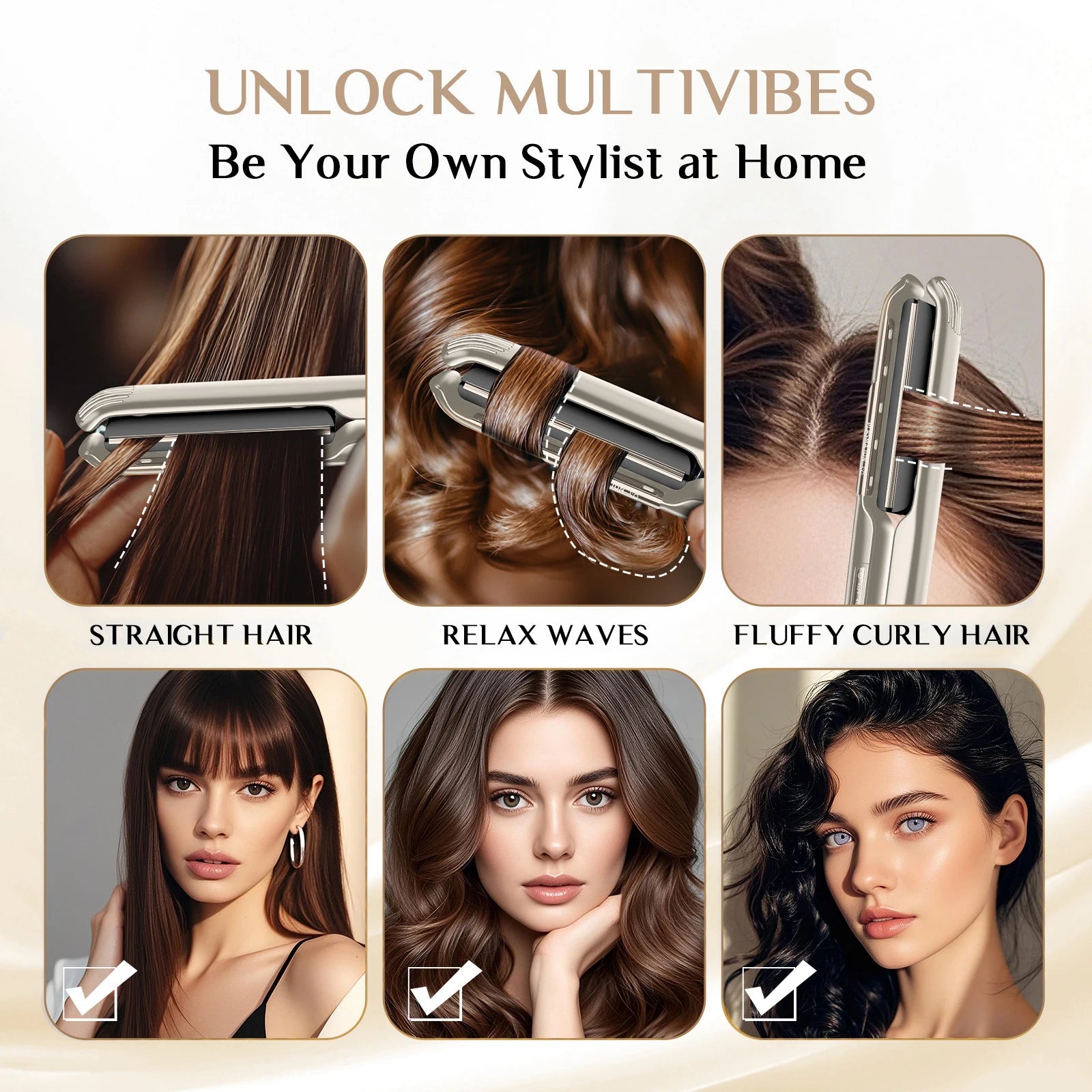 RUCHA Hair Straightener 450°F Plasma and Air Suspension Plate Flat Iron Anti-scald Smooth Frizz Hair Irons Dual Voltage