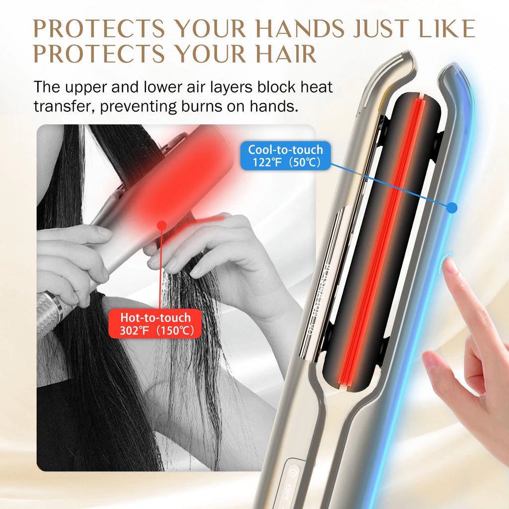 RUCHA Hair Straightener 450°F Plasma and Air Suspension Plate Flat Iron Anti-scald Smooth Frizz Hair Irons Dual Voltage